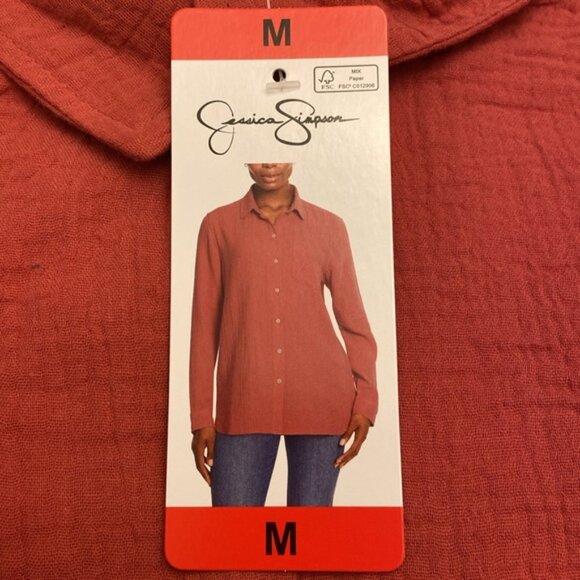 Jessica Simpson NWT Women’s Gauze Button Down Shirt, Size Medium - Picture 3 of 4
